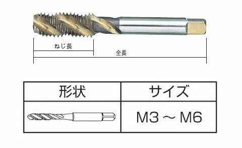 コバルトスパイラルタップ M3×0.5※取寄せ品 ISF(イシハシ精工) COSPT-M3X0.5