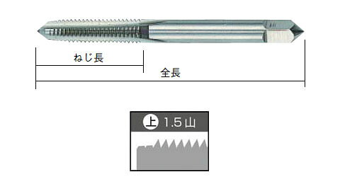 大工道具・金物の専門通販アルデのパック入 ハンド上タップ M16×2.0※取寄せ品 ISF(イシハシ精工) P-S-HT-M16X2.0-3｜アングル2