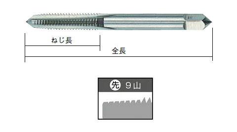 パック入 ハンド先タップ M6×1.0※取寄せ品 ISF(イシハシ精工) P-S-HT-M6X1.0-1
