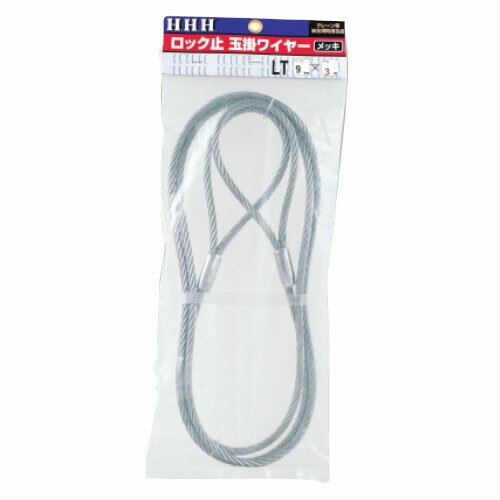 ロック止玉掛ワイヤー(メッキ加工)LT6mm×6m ※取寄せ品 H.H.H.（スリーエッチ） LT6mm×6m(4)