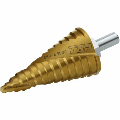 電動ドリル用丸軸シャンクスパイラルステップドリル(チタンコーティング) ※取寄品 TOP ESD-638SG