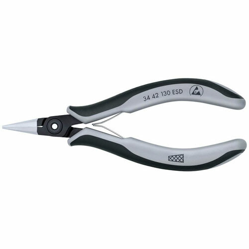 精密プライヤー 130mm 平 クロスメッシュ ※取寄品 KNIPEX(クニペックス) 3442-130ESD