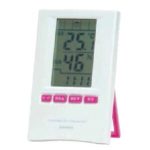 特徴熱中症と風邪の注意目安をアイコン表示温度・湿度・時刻(12／24時間)を同時表示熱中症警報値(任意設定)に達すると警報音でお知らせ暑さ指数(推定WBGT値)表示今日と前日の最高/最低温湿度表示温度・湿度が前日の最高/最低値更新中はマーク表示アラームクロック付電池交換表示機能付仕様置・掛型兼用カラー：ピンク使用範囲：湿度／0～99%RH・精度±5%RH(40～70%RH)以外±7%RH、温度／-9.9～+50℃・精度±1℃(10～40℃)以外±2℃本体サイズ：約110×69×16mm質量(箱含む)：約80g外枠材質：ABS樹脂電源：単4乾電池×2本製造：中国製メーカーからの取寄せ商品のため、お客様都合によるご注文後のキャンセル、返品、交換はできません。受注後にメーカー在庫を確認いたします。万一、メーカーにて欠品や廃番の場合は商品をご用意できない場合がございます。その場合は、メールにてご連絡させて頂きますので、ご注文後、当店から届くメールを必ずご確認宜しくお願い致します。ご注文はキャンセルさせて頂くことがございますので、予めご了承お願い致します。