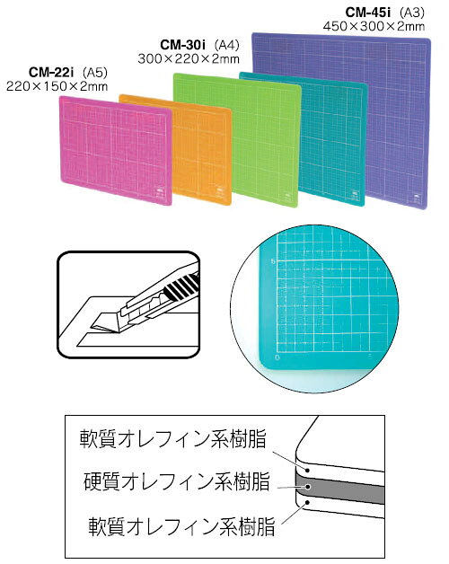 カッティングマット A3 45×30×0.2cm スケルトンオレンジ NTカッター CM-45i-O arde-10279889 大工道具・金物の専門通販アルデ サンプル画像2