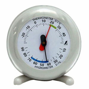 温湿度計 Q-3 丸型 6.5cm ライトグレー シンワ 70499