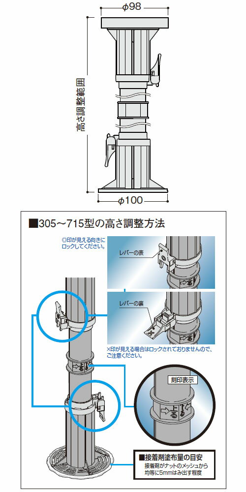 マルチポスト 715型 高さ調整範囲433～725mm ブラック 1箱30個価格 フクビ化学 MPS...