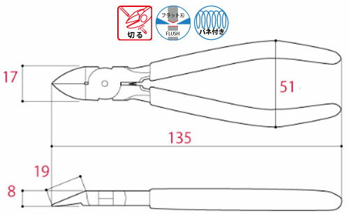 LIGHT(ライト)プラニッパー バネ付 125mm ※取寄品 TTC(ツノダ) PN-125 (8283563)