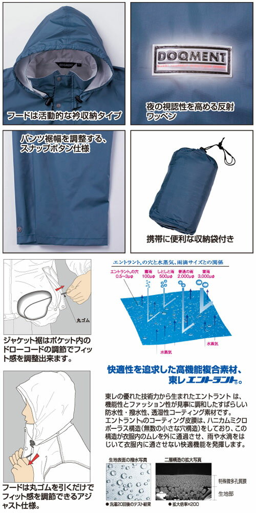 エントラント使用レインスーツII サックス 4Lサイズ ※取寄品 カジメイク 7250-47-4L