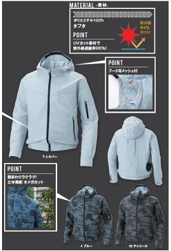 空調風神服 ※服地のみ フード付長袖ブルゾン ブルー L ※取寄品 サンエス KU90310-4-L ( 空調服 作業服 仕事服 作業着 仕事着 夏 暑さ対策 職人 レジャー アウトドア 釣り 野球観戦 フェス 長持ち 熱中症対策 屋外作業 農作業 草刈りサンエス SUN-S メンズ )