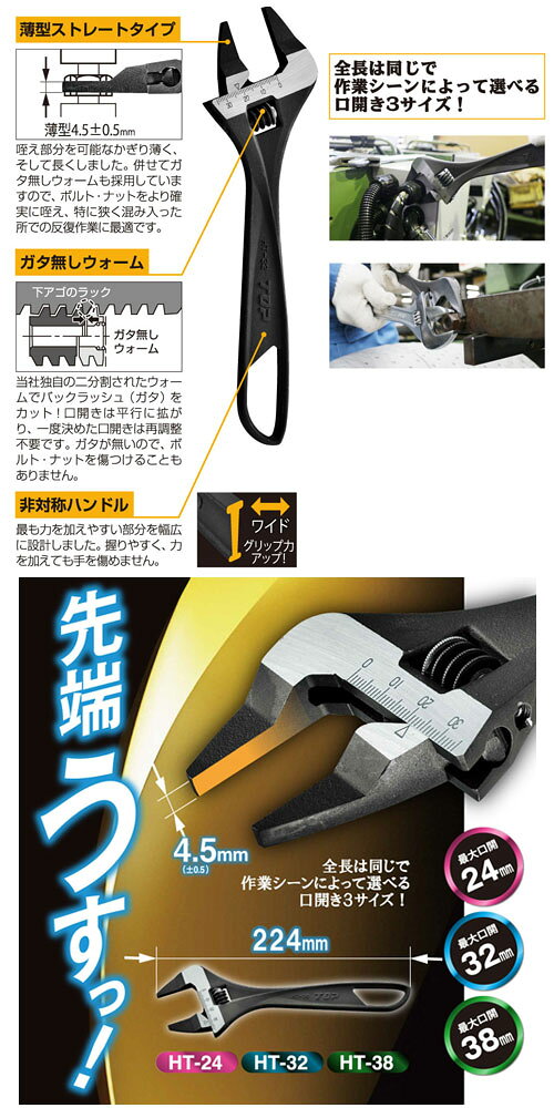 薄型ストレートモンキ 32mm ※取寄品 TOP HT-32