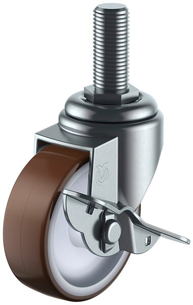 ST-S型 自在車・ストッパー付 W3/4×40 100mm ウレタン ※取寄品 ユーエイキャスター ST-100URSW34x40(4.0)