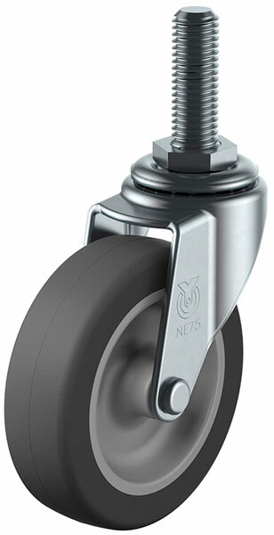 LT型 自在車 W3/8×14 75mm エラストマー ※受注生産品 ユーエイキャスター LT-75ELW38x14