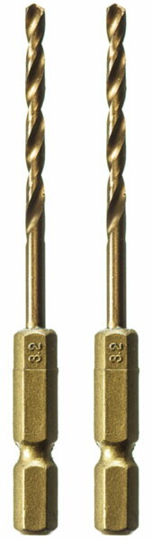 チタンコート六角軸鉄鋼用ドリル 3.2mm 2本入 ※取寄品 高芝ギムネ No.2309-32