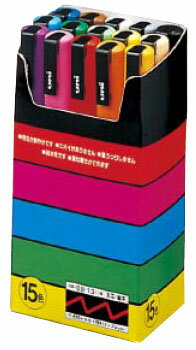 サインペン ポスカ 0.9～1.3mm PC-3M 15色セット 取寄品 三菱鉛筆 PC3M15C (三菱鉛筆 文房具 文具 事務用品 筆記具)