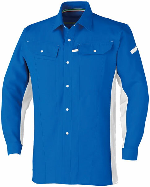 立体カット長袖シャツ ブルー 4L ※取寄品 コーコス A-5078(4)