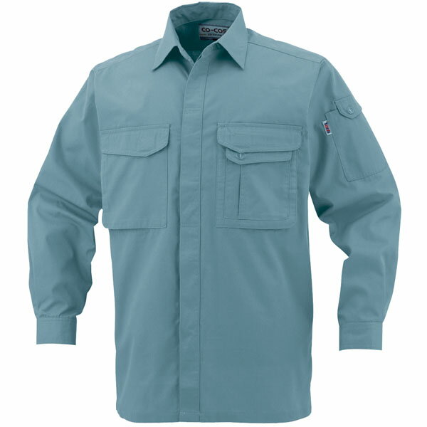 製品制電長袖シャツ ペールブルー M ※取寄品 コーコス J-568