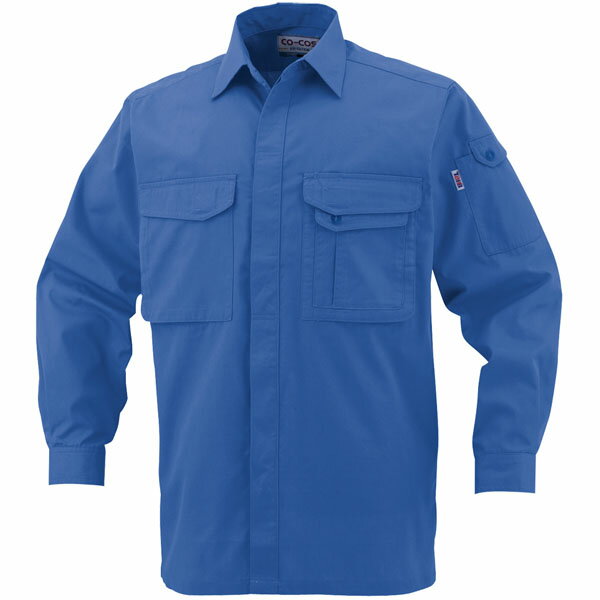 製品制電長袖シャツ スカイブルー L ※取寄品 コーコス J-568(4)