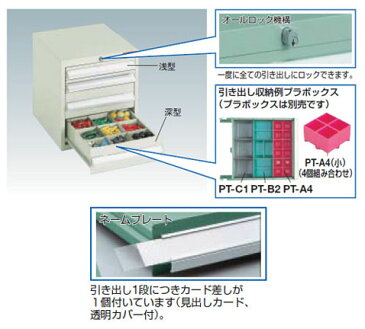 トラスコ LVR型卓上ミニキャビネット(引出H120 4個)392×412×540mm ネオグレー LVR-542-NG