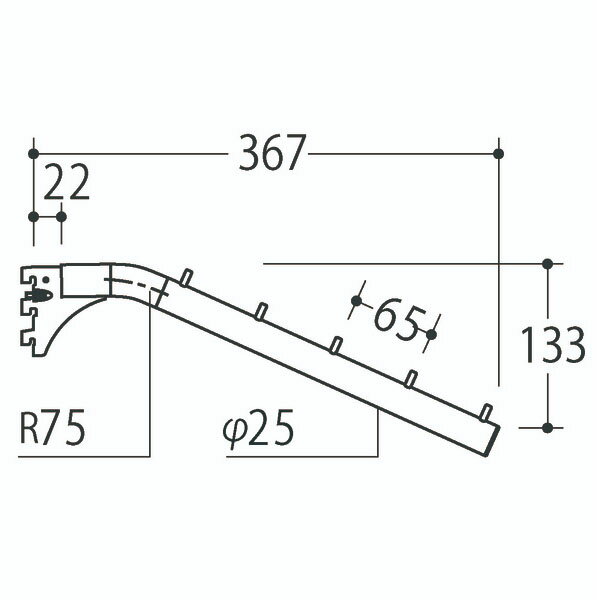 Rフェイスアウトブラケット 傾斜ハンガー 25径 フック5個 APゴールド 受注生産 ロイヤル R-FBK-25-5 ( 棚 水平 傾斜連掛け 陳列棚 商品棚 パイプハンガー フェイスアウトハンガー 引っ掛け式衣料ハンガー スリット 穴掛け )