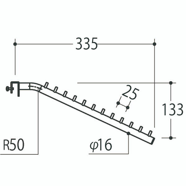 Vフェイスアウトスロープ 16径 フック12個 APゴールド 受注生産 ロイヤル V-FSK-16-12 ( 棚 角パイプ 水平 ダブル 傾斜連掛け 陳列棚 商品棚 パイプハンガー フェイスアウトハンガー 引っ掛け式衣料ハンガー )