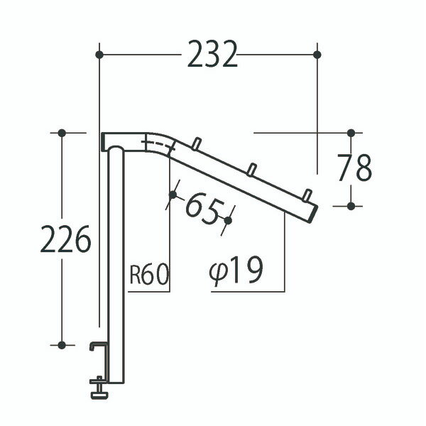 Vフェイスアウトスロープ アップタイプ 19径 フック3個 Aニッケルサテン 受注生産 ロイヤル V-FSUK-19-3 ( 棚 角パイプ 水平 ダブル 傾斜連掛け 陳列棚 商品棚 パイプハンガー フェイスアウトハンガー 引っ掛け式衣料ハンガー )