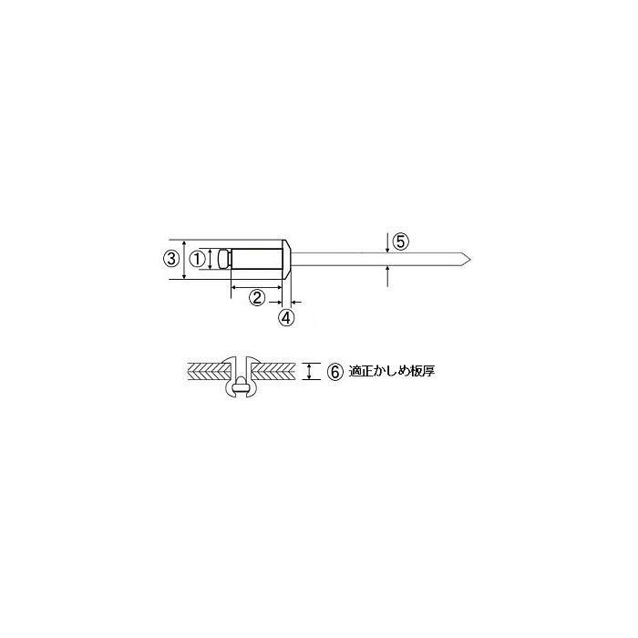 ブラインドリベット 丸頭 4.8mm 適正かしめ板厚1.6～4.8mm 20本入 取寄品 エビ ロ...