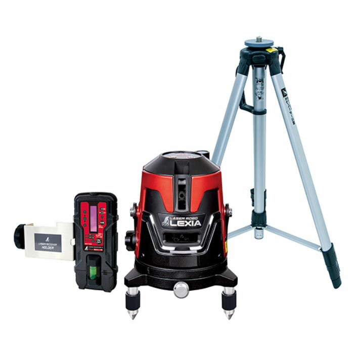 レーザーロボLEXIAレッド 21 受光器・三脚セット 取寄品 シンワ 70941 ( 強 弱 高出力 長時間 ラインメモリー 電源 選べる USB 回転台 防じん 防水 )