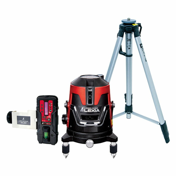 レーザーロボLEXIAレッド 31 受光器・三脚セット 取寄品 シンワ 70943 ( 強 弱 高出力 長時間 ラインメモリー 電源 選べる USB 回転台 防じん 防水 )