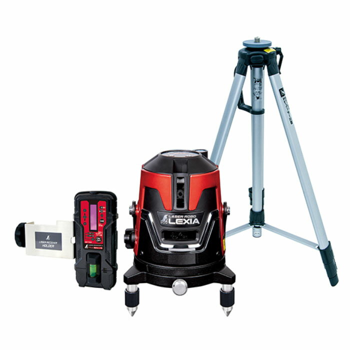 レーザーロボLEXIAレッド 51 受光器・三脚セット 取寄品 シンワ 70945 ( 強 弱 高出力 長時間 ラインメモリー 電源 選べる USB 回転台 防じん 防水 )