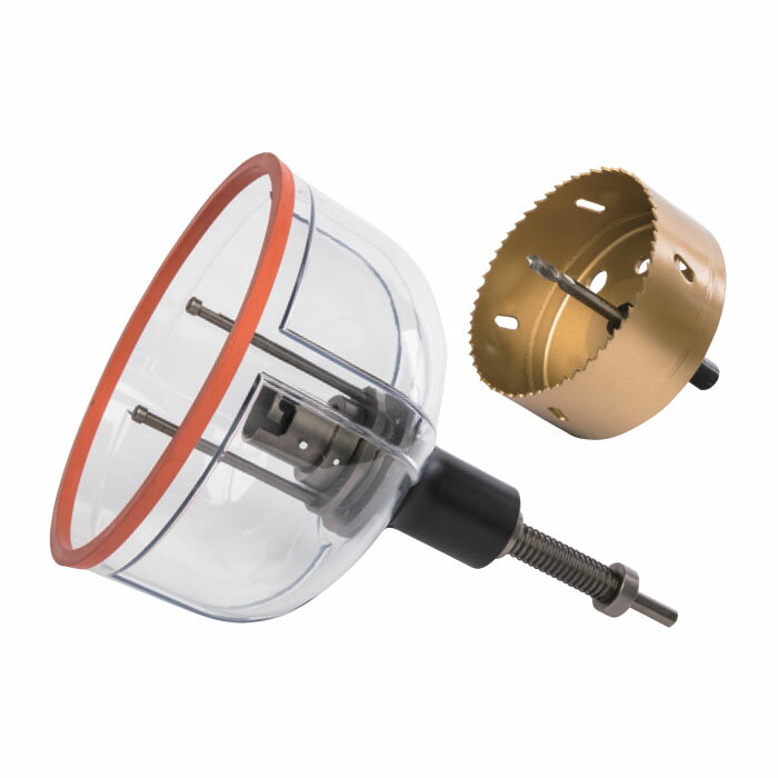 ダウンライトマン本体+径100ホールソーセット 取寄品 SEK(スエカゲ) DLM100SET (ガス抜き機構 ガス取り 防じん カバー 石膏ボード 木材 ジプトン 天井材 穴あけ)