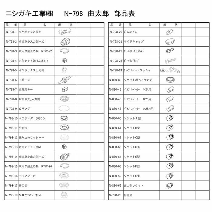 ギヤボックス筒側 曲太郎用 部品 刈払機用アタッチメント 取寄品 ニシガキ N-798-1