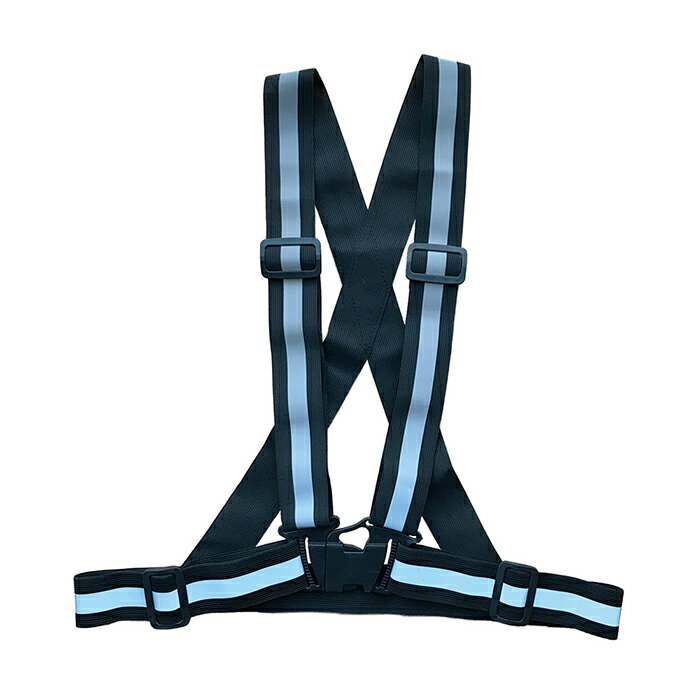 伸縮タスキ型ベスト ブラック 取寄品 ミズケイ 5941196 (安全ベスト 反射 ワンタッチ 簡単着脱 軽い ストレッチ素材 伸びる フィット 安全 警備 防犯 作業 夜間 ウォーキング)