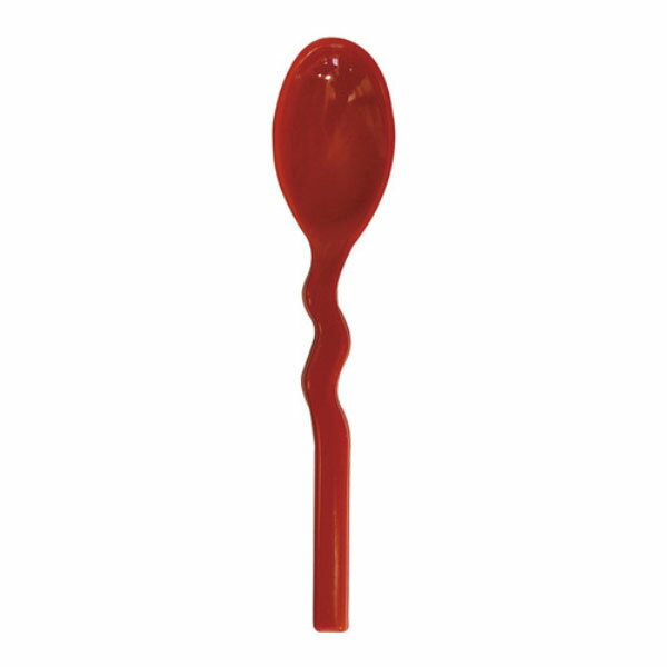 MOTTAINAI - 口あたりやさしいスプーン ウェービー 深型 レッド 取寄品 岡部洋食器製作所(Okabe) KU-21RE (日本製 やわらかい カトラリー 食器 介護用食器 子ども用 シリコン フィット感 持ちやすい)