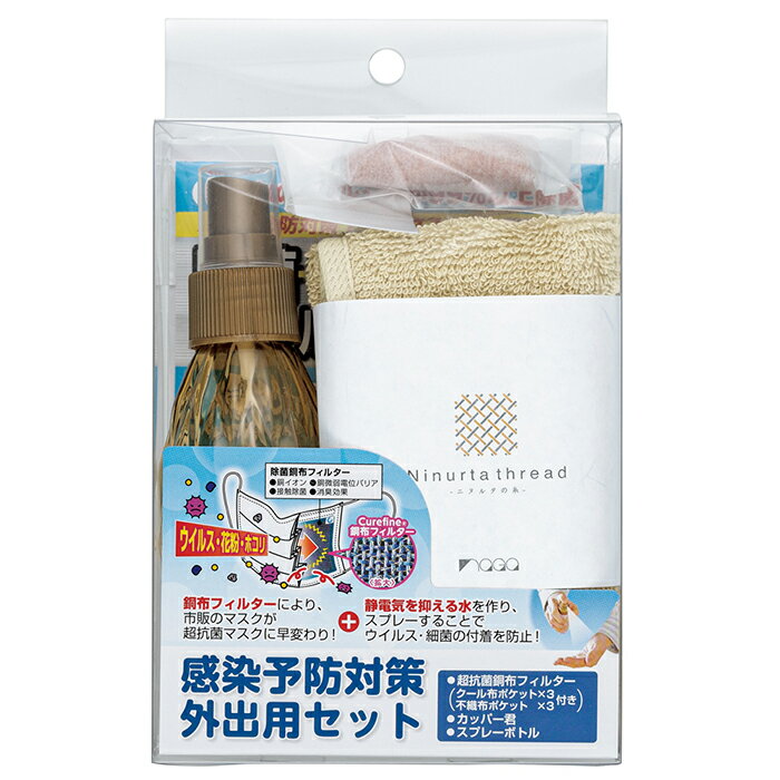 感染予防外出用セット 銅布ハンドタオル付 取寄品 ナガオカリコー NRG-002B (抗菌 銅布フィルター 銅フ..