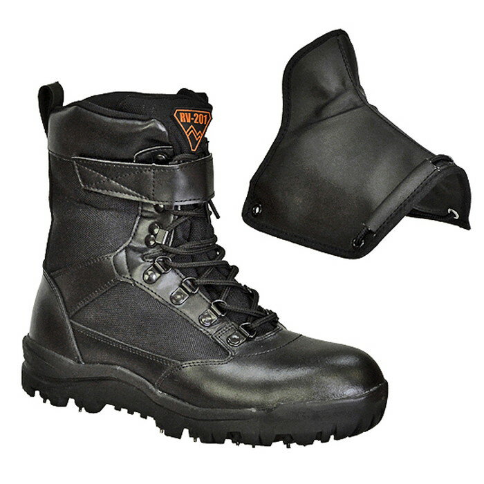 山林スパイクブーツ 鉄芯入り 甲ガード付 黒 27.0cm 取寄品 荘快堂 RV-201G ( 山林作業 傾斜地 草刈 耐水 鉄ピン 切創 安全靴 作業靴 スパイク底 )