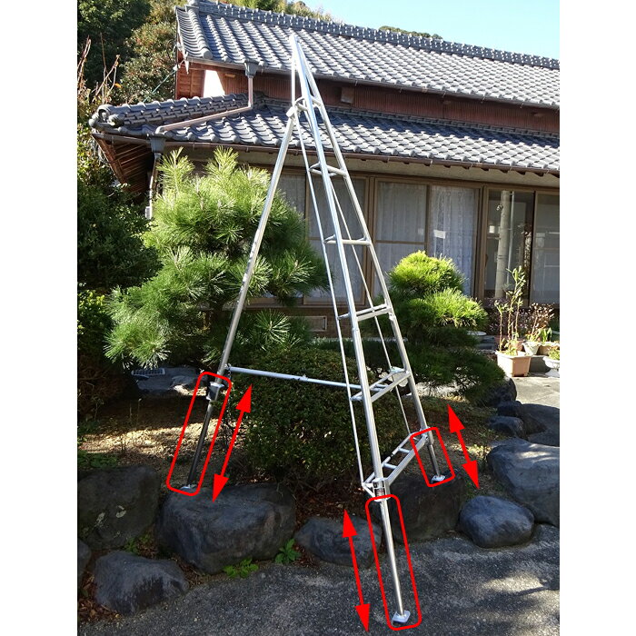 アルミ松葉型首振り三脚(支柱と両脚スライドタイプ) 受注生産 メーカー直送 代引不...