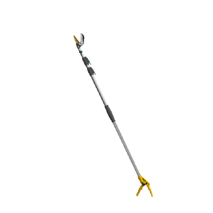 【特長】・業界初！替刃式高枝切鋏。薄刃0.6mm＋アンビル構造で切る力の負担20%軽減で軽く切れます。(当社従来品アンビル刃と比較)・替刃式だから,刃を簡単に交換できる。究極の薄刃を実現。刃のみの交換で経済的。・大切断径は約12mmです（樹種、太さによって異なります)伸縮機能は,1.4～3.1mの18段伸縮ができます。3段式なので最短1.4mでコンパクト。・切って掴める可動式キャッチ機能,ノコギリ取付可能,刃保管ケース付き。【仕様】・本体サイズ:W66xD46xH1400mm・重量:約1100g材質:ポール部：アルミパイプ,切り刃：高炭素鋼,アンビル：ナイロングラスファイバー樹脂,グリップ：スポンジ樹脂,ハンドル：ナイロングラスファイバー樹脂,キャッチ：ナイロングラスファイバー樹脂・切断径(直径,生木の場合):約12mm・伸縮機能:1.4m～3.1m 18段伸縮メーカーからの直送商品のため、代金引換・後払い決済のお支払いはご利用頂けません。こちらの商品は、システム上、日時指定・時間帯指定を指定してご注文は可能となりますが、日付指定・時間指定をお受けできません。運送会社の都合上の配送となります。北海道、沖縄、離島は別途送料がかかる場合がございます。お客様都合によるご注文後のキャンセル、返品、交換はできません。受注後にメーカー在庫を確認いたします。万一、メーカーにて欠品や廃番の場合は商品をご用意できない場合がございます。その場合は、メールにてご連絡させて頂きますので、ご注文後、当店から届くメールを必ずご確認宜しくお願い致します。ご注文はキャンセルさせて頂くことがございますので、予めご了承お願い致します。