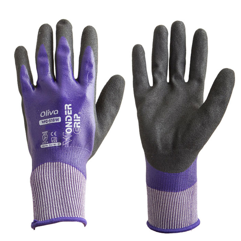 WONDER GRIP ニトリルコーティング手袋 オリバ パープル(Lサイズ) 取寄品 ユニワールド WG518W ( 土木 建築 鉄筋 仮枠 重機運転 荷役 ...