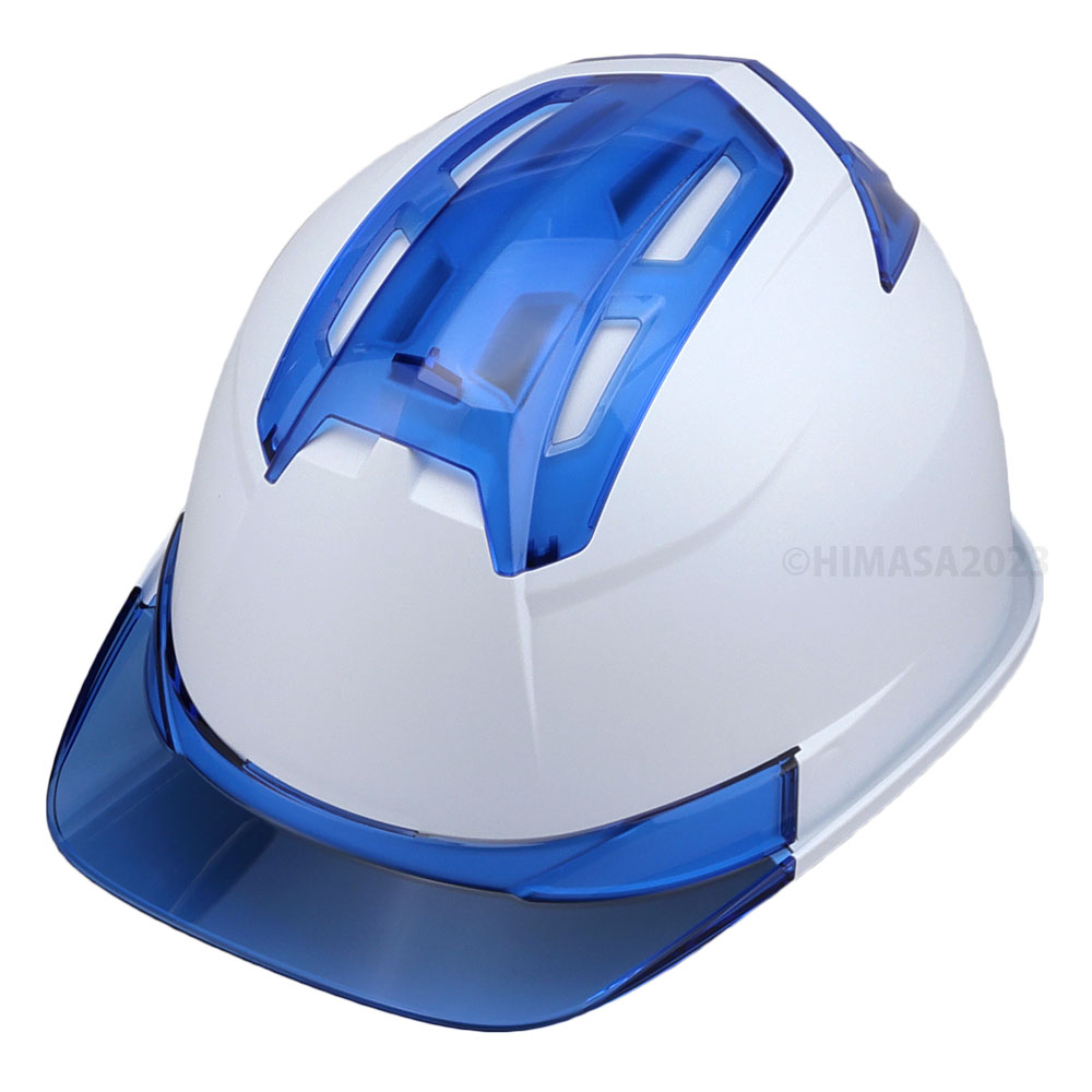 通期孔付き つや消しヘルメットVenti EM 白 ひさしブルー 受注生産品 TOYO トーヨーセフティー 396FEM-Bu-WH ( 飛来 落下 墜落時 通...