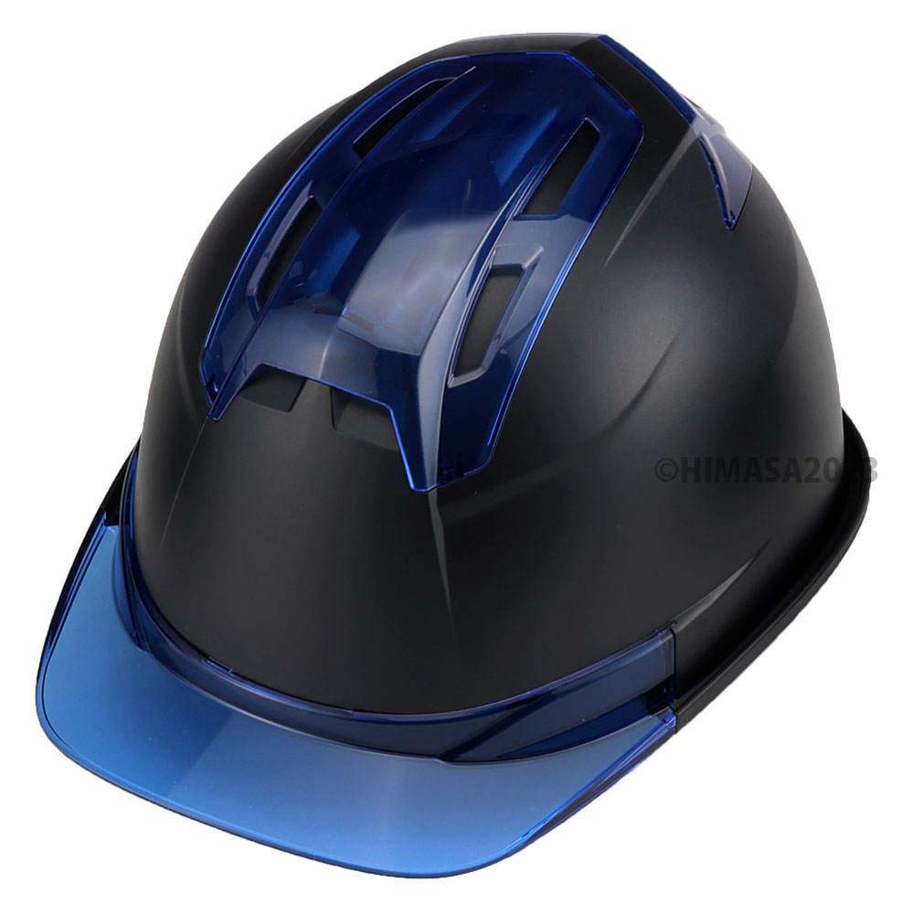 通期孔付き つや消しヘルメットVenti EM 黒 ひさしブルー 受注生産品 TOYO トーヨーセフティー 396FEM-Bu-BK ( 飛来 落下 墜落時 通...