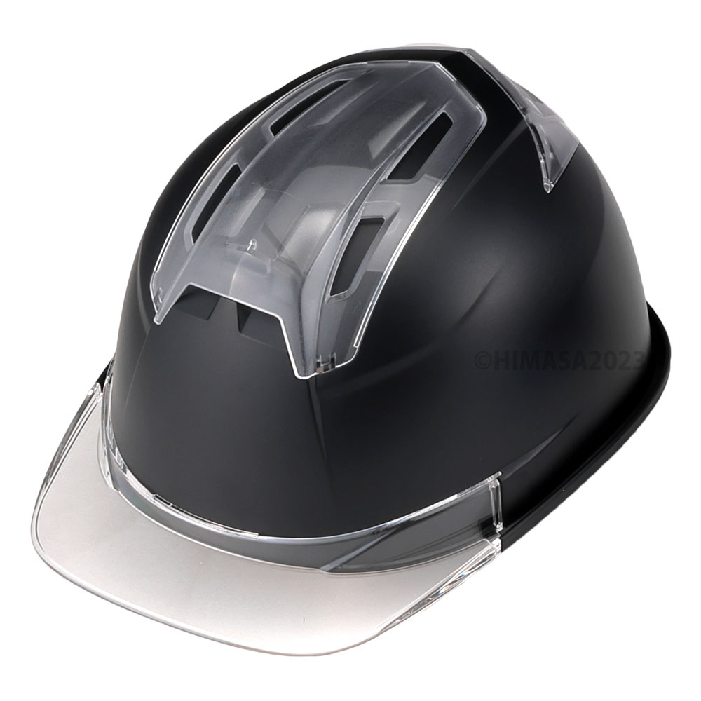 通期孔付き つや消しヘルメットVenti EM 黒 ひさしクリア 受注生産品 TOYO トーヨーセフティー 396FEM-C-BK ( 飛来 落下 墜落時 通気...