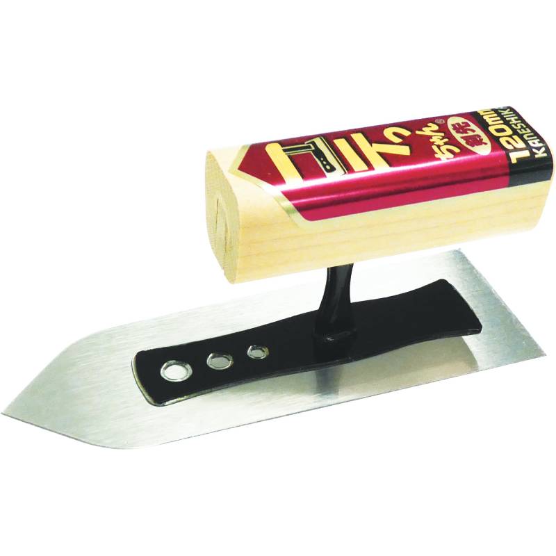 【特長】鏝の先端部分を最も活かせるしなり剣先形状により、塗りつけはもとより、塗りにくいコーナーや隅（スミ＝チリマワリ）部の細部仕上げに最適です。背金穴あけ加工により背金がしなるので、細部の薄塗り仕上や曲面塗りが従来品に比べて楽に作業できます。【仕様】サイズ：120mm厚さ：0.3mm材質：鋼/本焼メーカーからの取寄せ商品のため、お客様都合によるご注文後のキャンセル、返品、交換はできません。受注後にメーカー在庫を確認いたします。万一、メーカーにて欠品や廃番の場合は商品をご用意できない場合がございます。その場合は、メールにてご連絡させて頂きますので、ご注文後、当店から届くメールを必ずご確認宜しくお願い致します。ご注文はキャンセルさせて頂くことがございますので、予めご了承お願い致します。