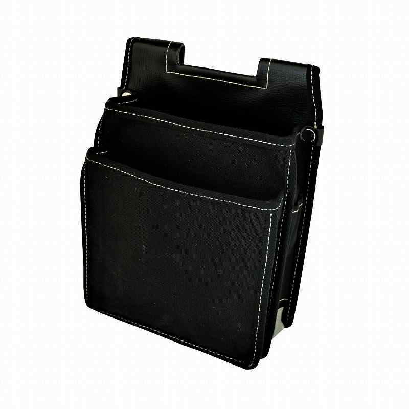 内側ポケット付帆布/角丸鋲無 黒 取寄品 マルキン印 YKIII-01 ( 腰袋 工具入れ )