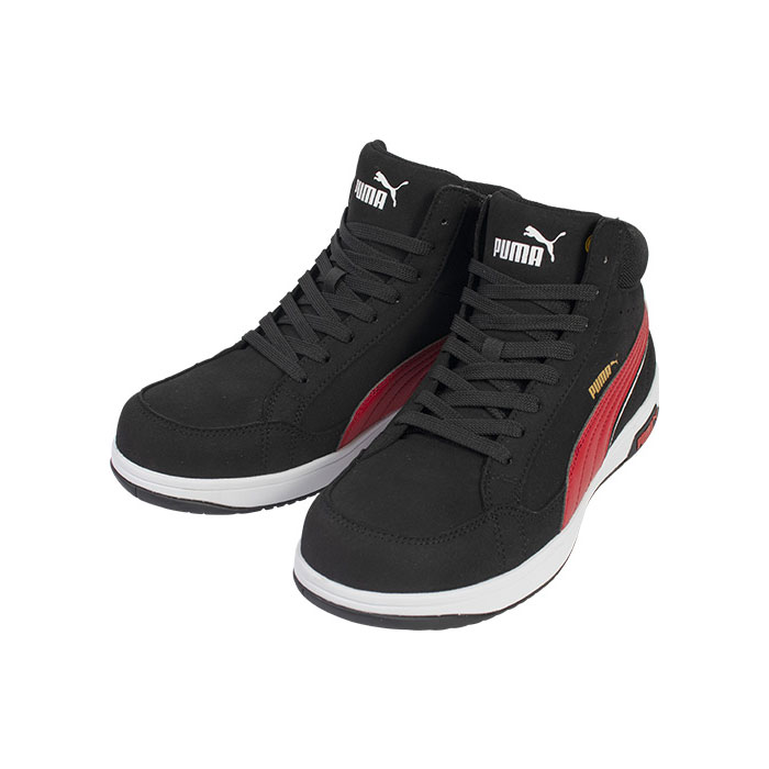 安全靴 エアツイスト2.0 ミッドカット 25.0cm ブラック マスク3枚付 PUMA(プーマ) 63.210.0 ( Heritage ワーキングシューズ 安全シューズ 先芯入り JSAA A種 衝撃吸収 )