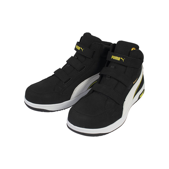 安全靴 エアツイスト2.0 ミッドカット 25.5cm H&L 面ファスナー ブラック 消せるボールペン付 PUMA(プーマ) 63.203.0 ( Heritage ベルトタイプ ワーキングシューズ 安全シューズ 先芯入り JSAA A種 衝撃吸収 )