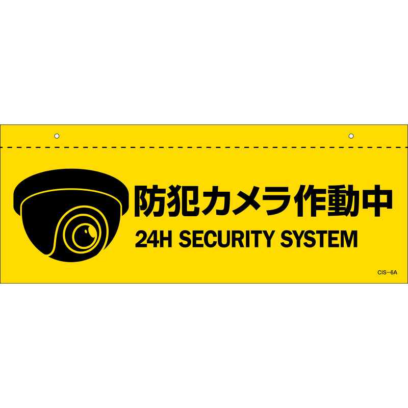 イラスト標識(天井用) 防犯カメラ作動中 CIS-6 A 140×360mm PET 取寄品 日本緑十字社 407061 ( プレートタイプ )