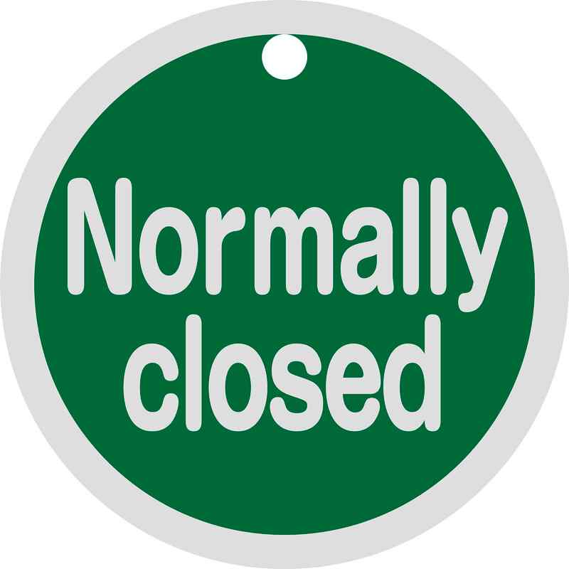 バルブ開閉札 Normally closed(緑) 特15-149B 50mmΦ 両面表示 アルミ製 取寄品 日本緑十字社 157152 ( ..