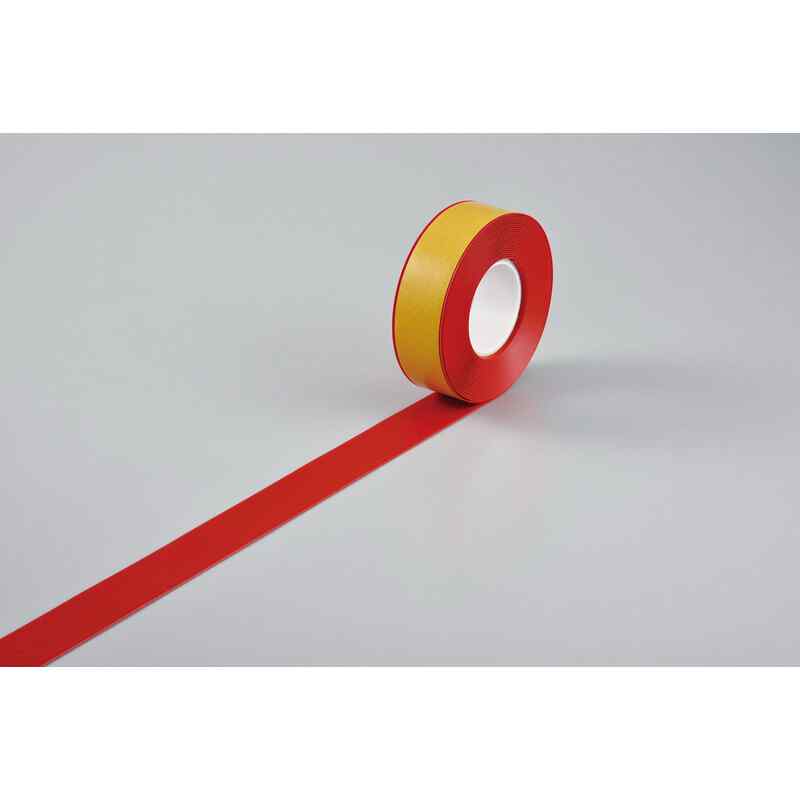 高耐久ラインテープ 赤 JU-510R 50mm幅×10m 両端テーパー構造 屋内用 取寄品 日本緑十字社 403074 ( JU-510R )