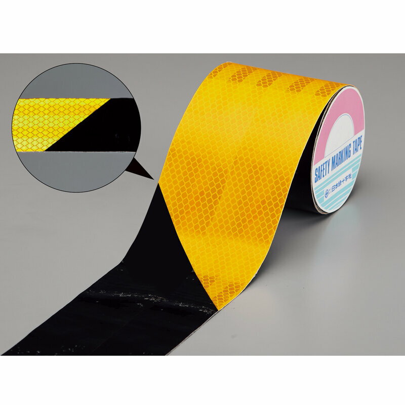 粗面用高輝度プリズム反射テープ 黄/黒 AHTP-100TR 100mm幅×3m アルミ製 取寄品 日本緑十字社 319062 (..