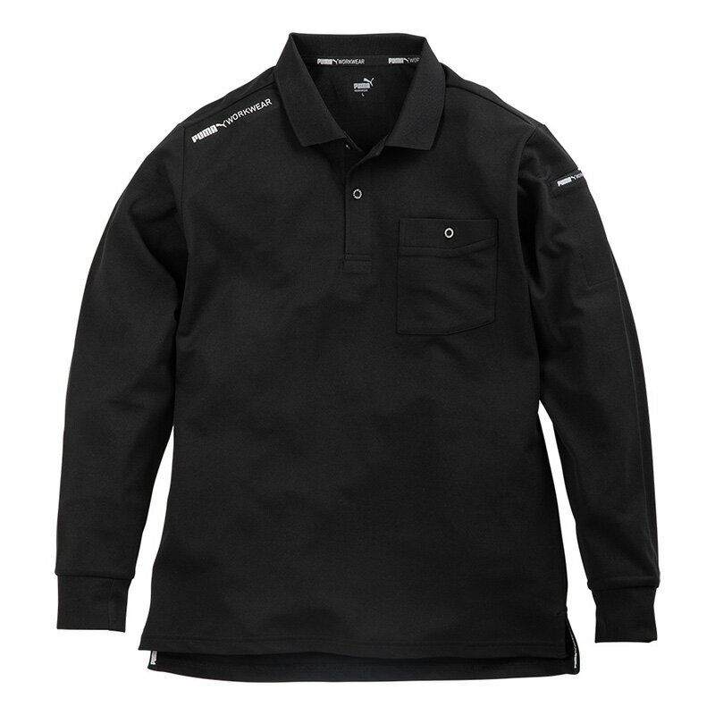 Rakuten - 作業ウェア PUMA 長袖ポロシャツ ブラック Sサイズ 取寄品 PUMA WORKWEAR(プーマワークウェア PW-4024A ( 作業着 ストレッチ 吸汗速乾 UVカット )